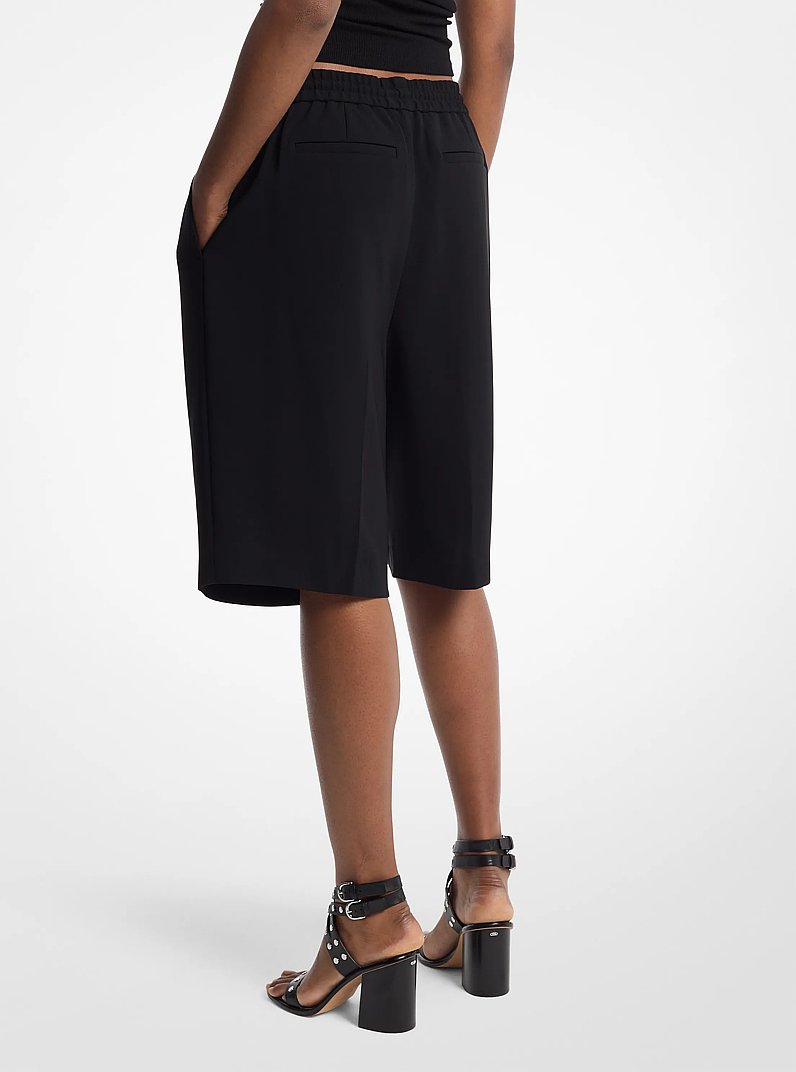 Textured Crepe Bermuda Track Shorts in BLACK | Michael Kors