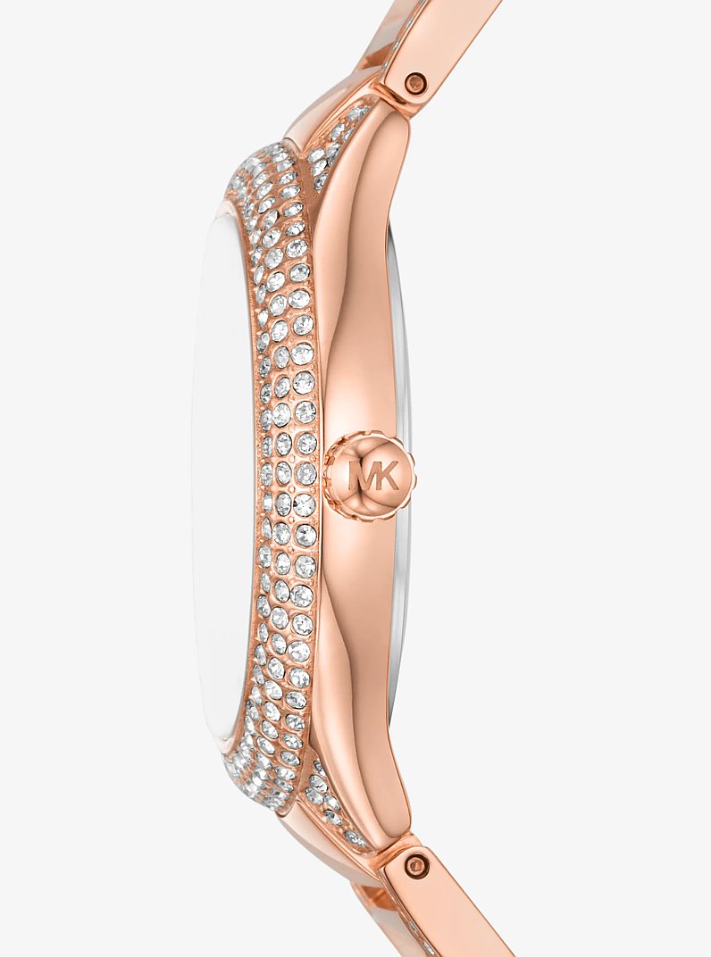 Mini Sylvia Pav&eacute; Rose Gold-Tone Watch in ROSE GOLD | Michael Kors