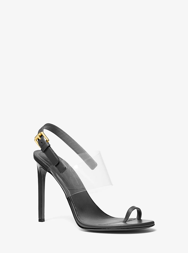 Catherine Leather and Vinyl Sandal in BLACK | Michael Kors