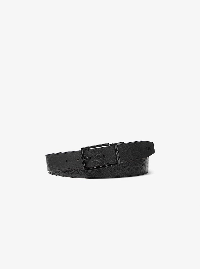 Ceinture r&eacute;versible en cuir grain&eacute; in NOIR | Michael Kors