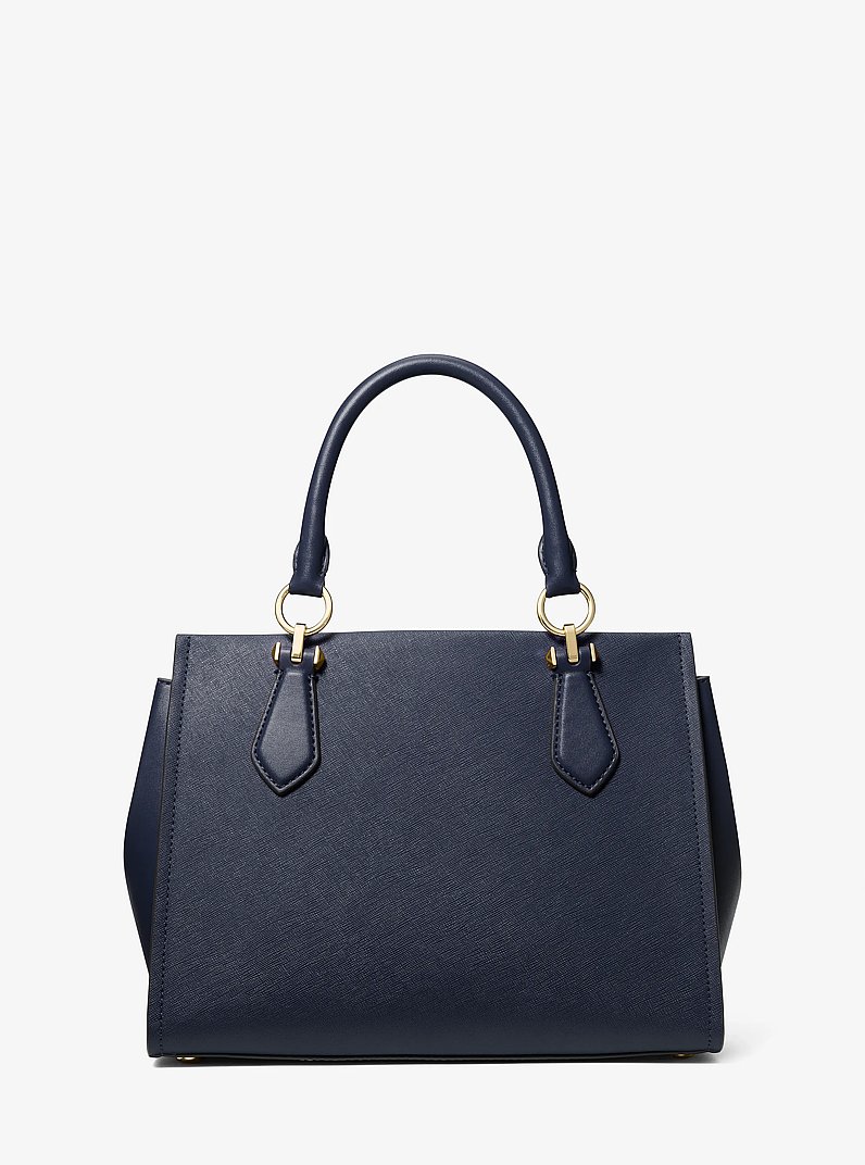 Marilyn Medium Saffiano Leather Satchel in NAVY | Michael Kors