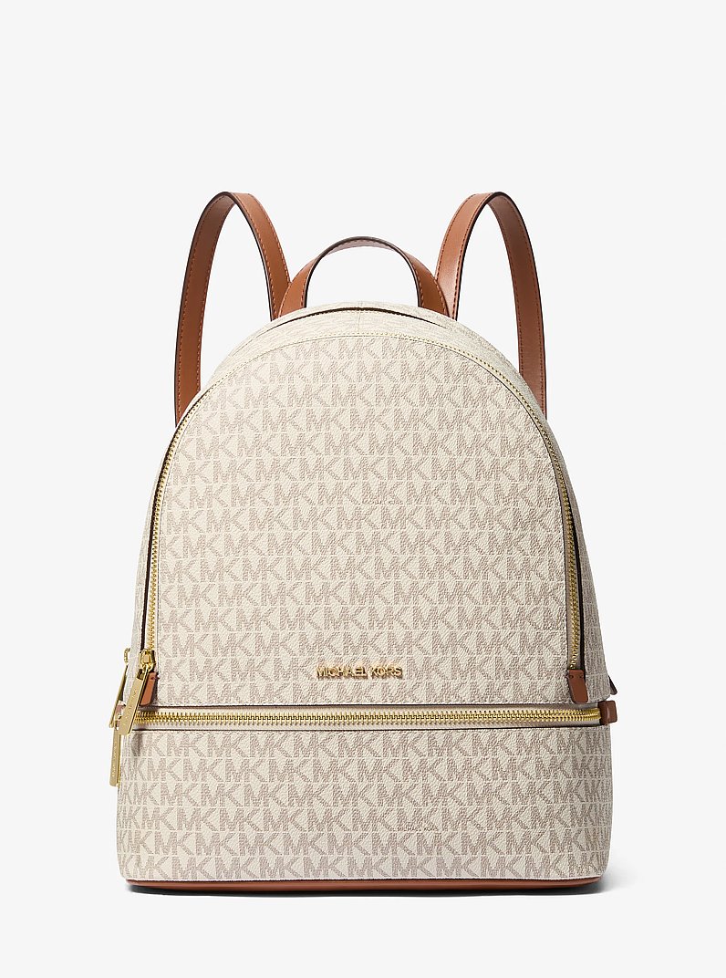 Rhea Medium Signature Logo Backpack in VANILLA | Michael Kors