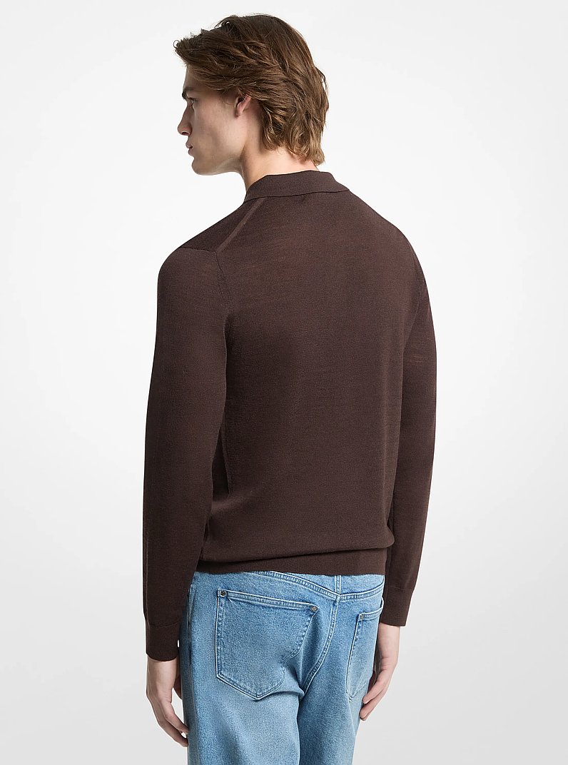 Merino Wool Polo Sweater in CHOCOLATE | Michael Kors