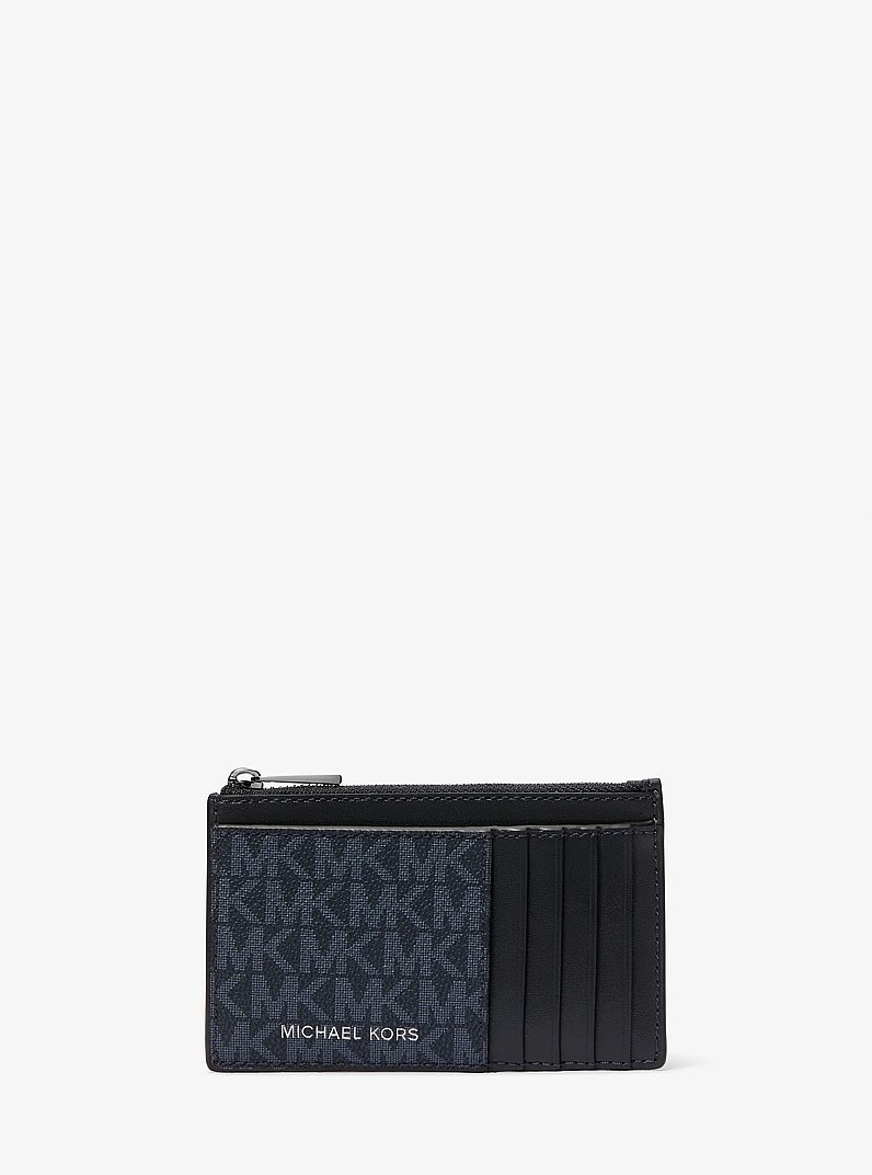 Cooper Slim Signature Logo Zip Wallet in ADMRL/PLBLUE | Michael Kors