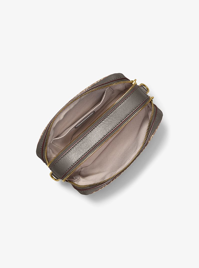 Camera bag a tracolla Bryant media con logo jacquard MK2000 in NATURALE | Michael Kors