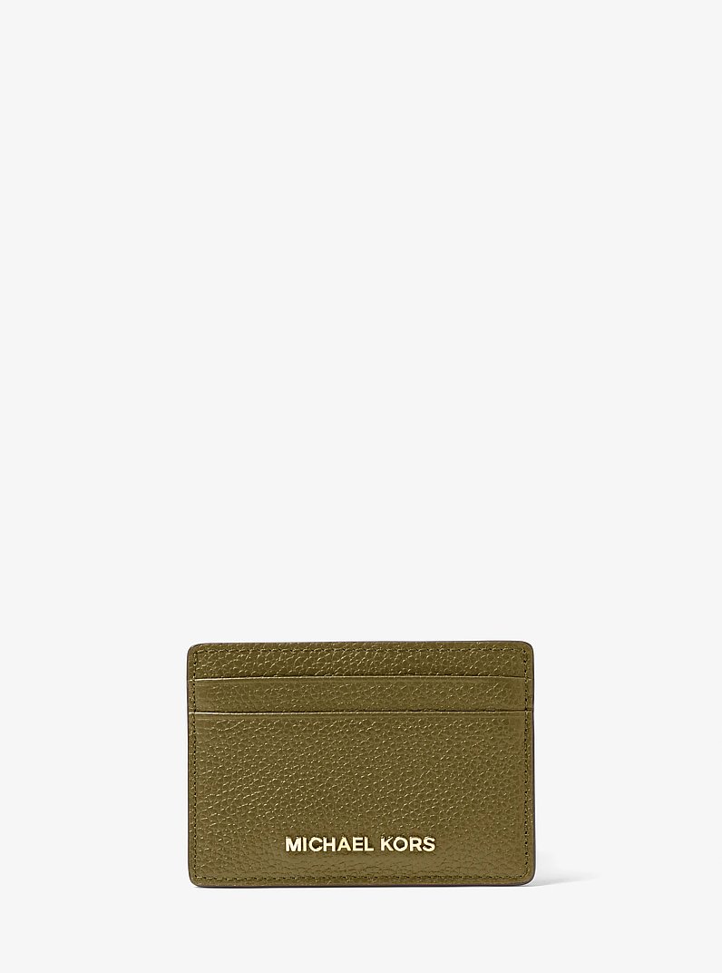Porta carte di credito in pelle martellata in VERDE SAFARI | Michael Kors