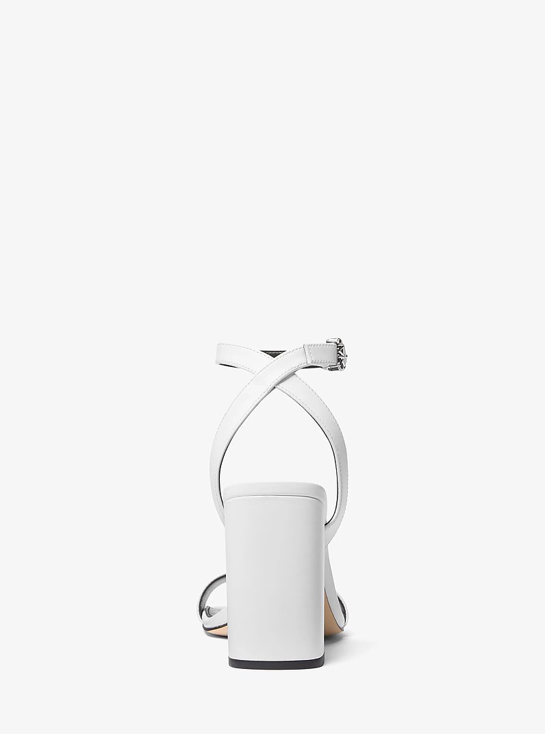 Merriam Leather Block Heel Sandal in OPTIC WHITE | Michael Kors