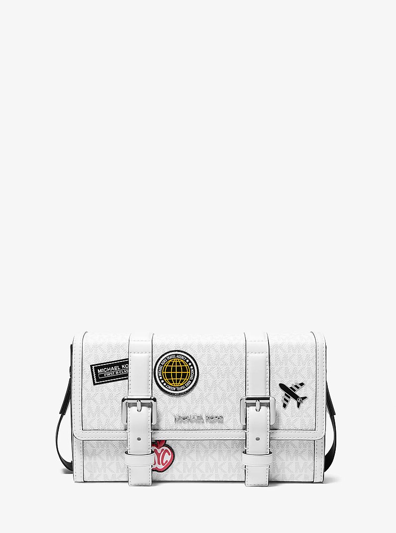 Sac &agrave; bandouli&egrave;re mallette Cooper &agrave; ornements et &agrave; logo Signature in BLANC &Eacute;CLATANT | Michael Kors
