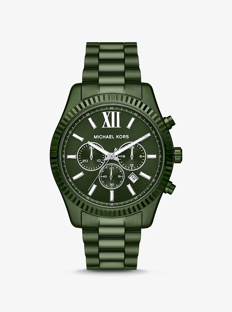 Oversized Lexington Green-Tone Watch in OLIVE | Michael Kors