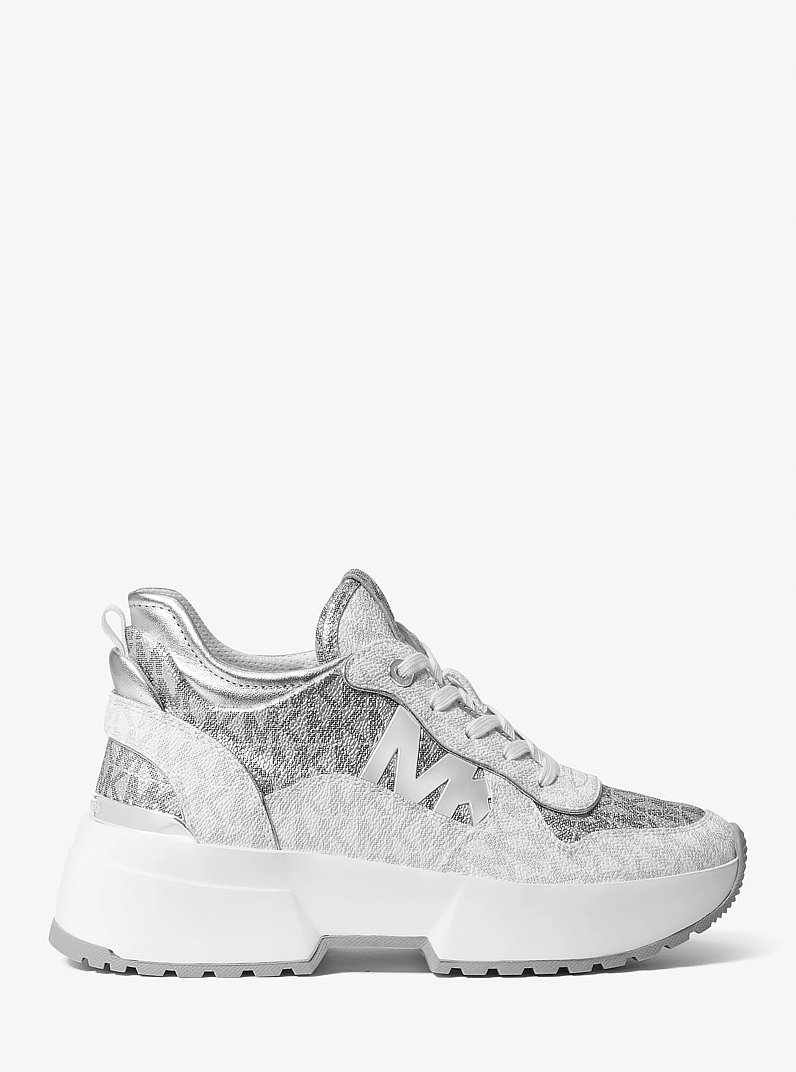Muse Metallic Logo Trainer in SILVER MULTI | Michael Kors