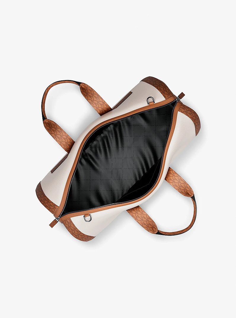 Cooper Pebbled Leather and Signature Logo Duffel Bag in LT CRM/LUGG | Michael Kors