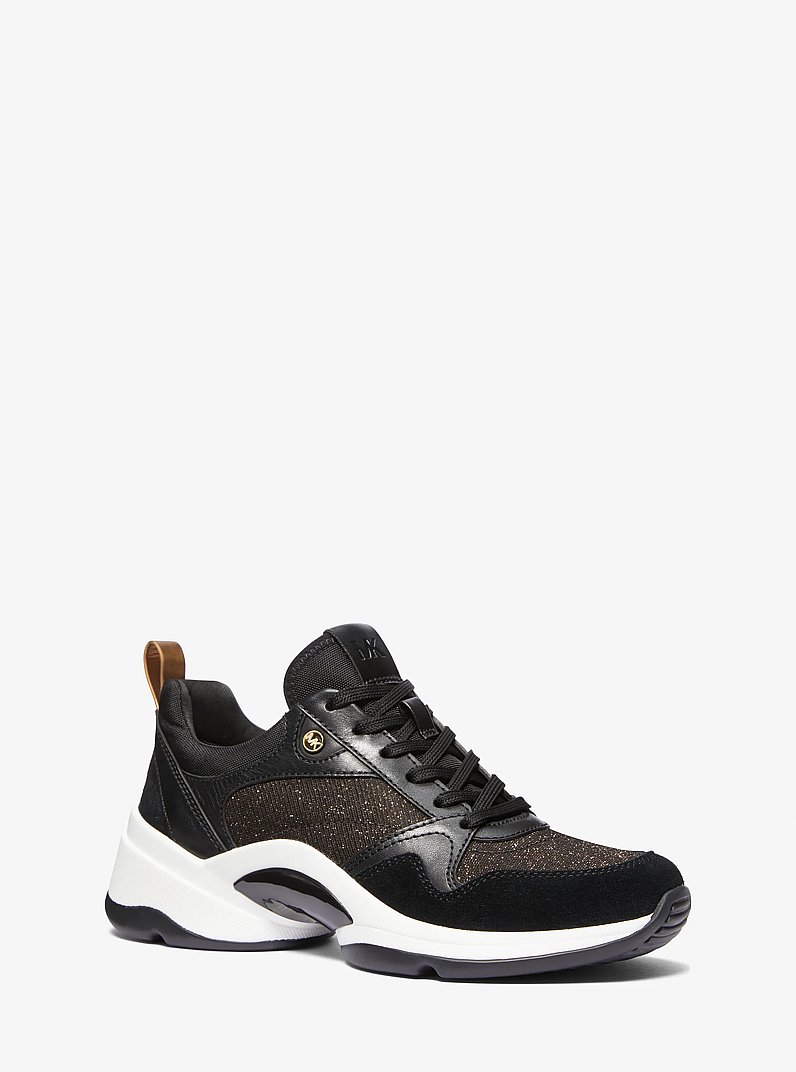 Zapatilla Orion de piel y malla de cadena brillante