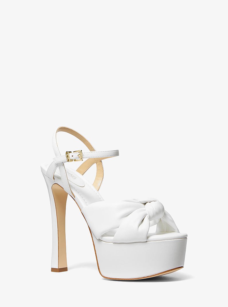 Elena Leather Platform Sandal in OPTIC WHITE - Sale | Michael Kors