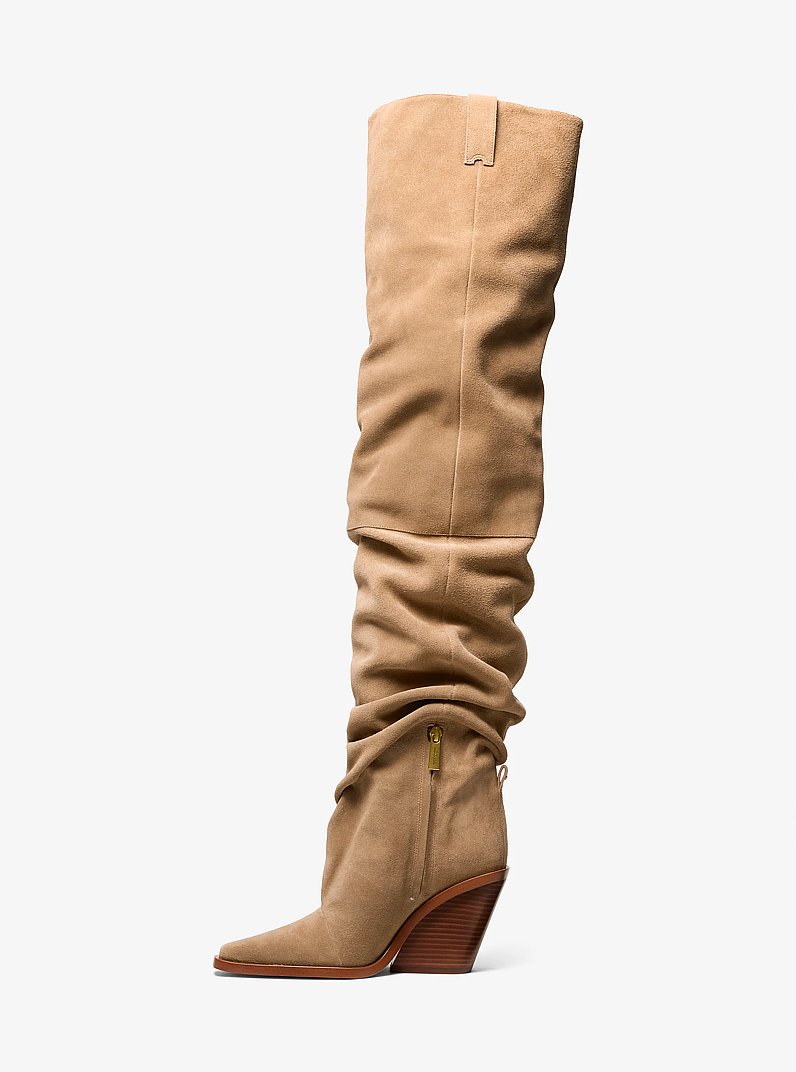 Noemie Suede Over-the-Knee Boot in HUSK | Michael Kors