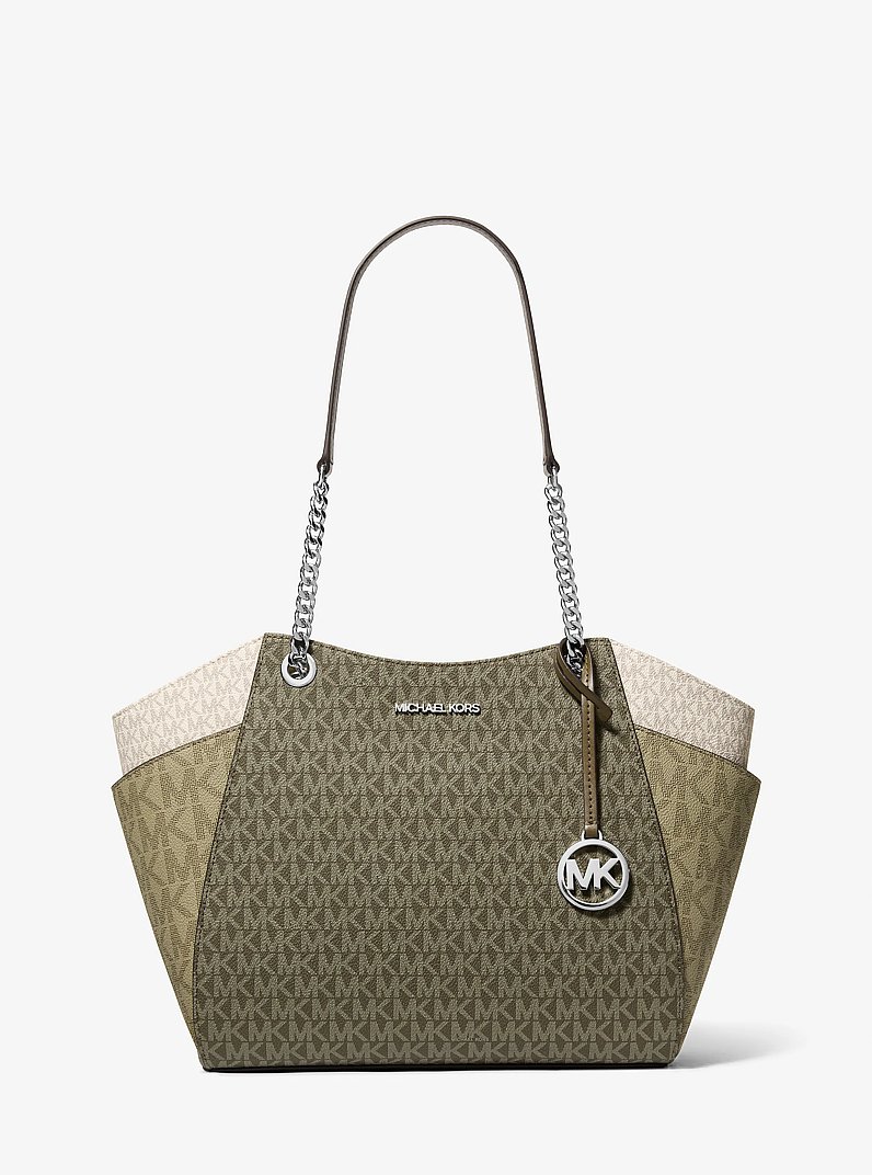Jet Set Large Color-Block Signature Logo Shoulder Bag in OLIVE COMBO | Michael Kors
