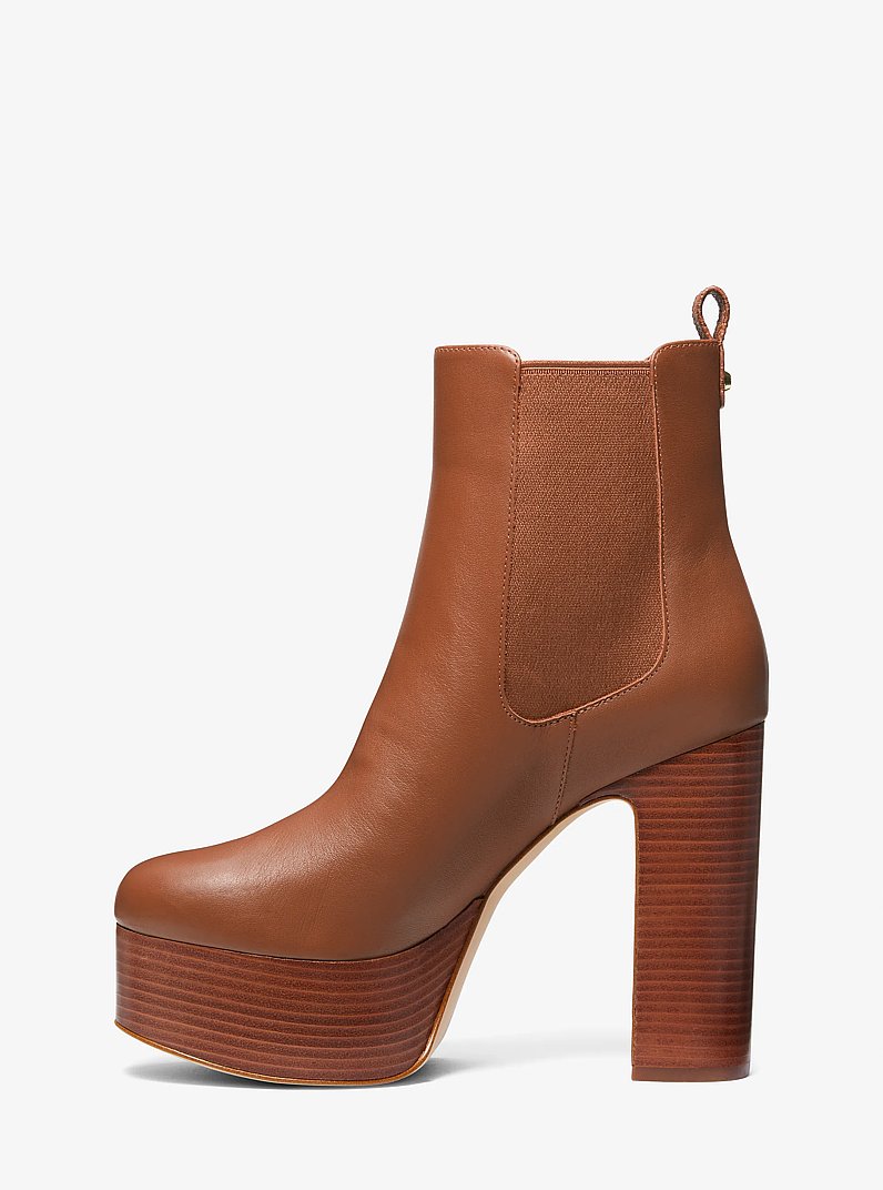 Natasha Leather Platform Boot in LUGGAGE | Michael Kors