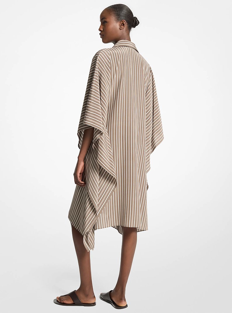 Striped Crepe de Chine Caftan Shirtdress in MOCHA MULTI | Michael Kors