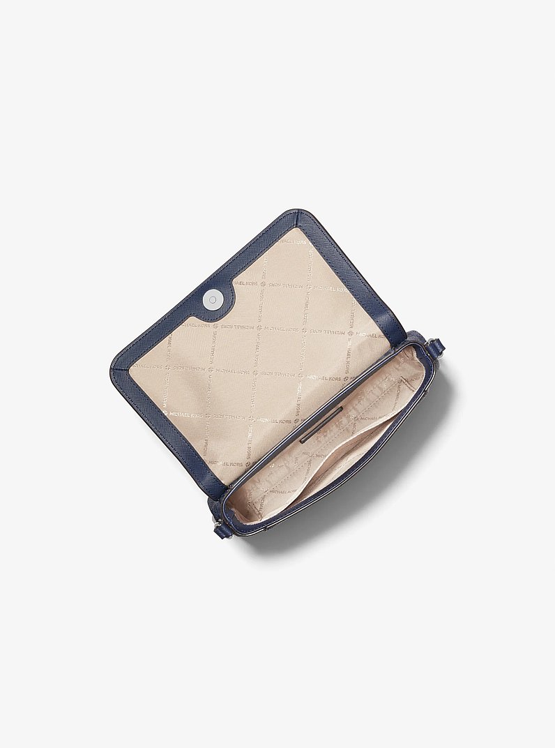 Medium Signature Logo Convertible Crossbody Bag in NAVY | Michael Kors