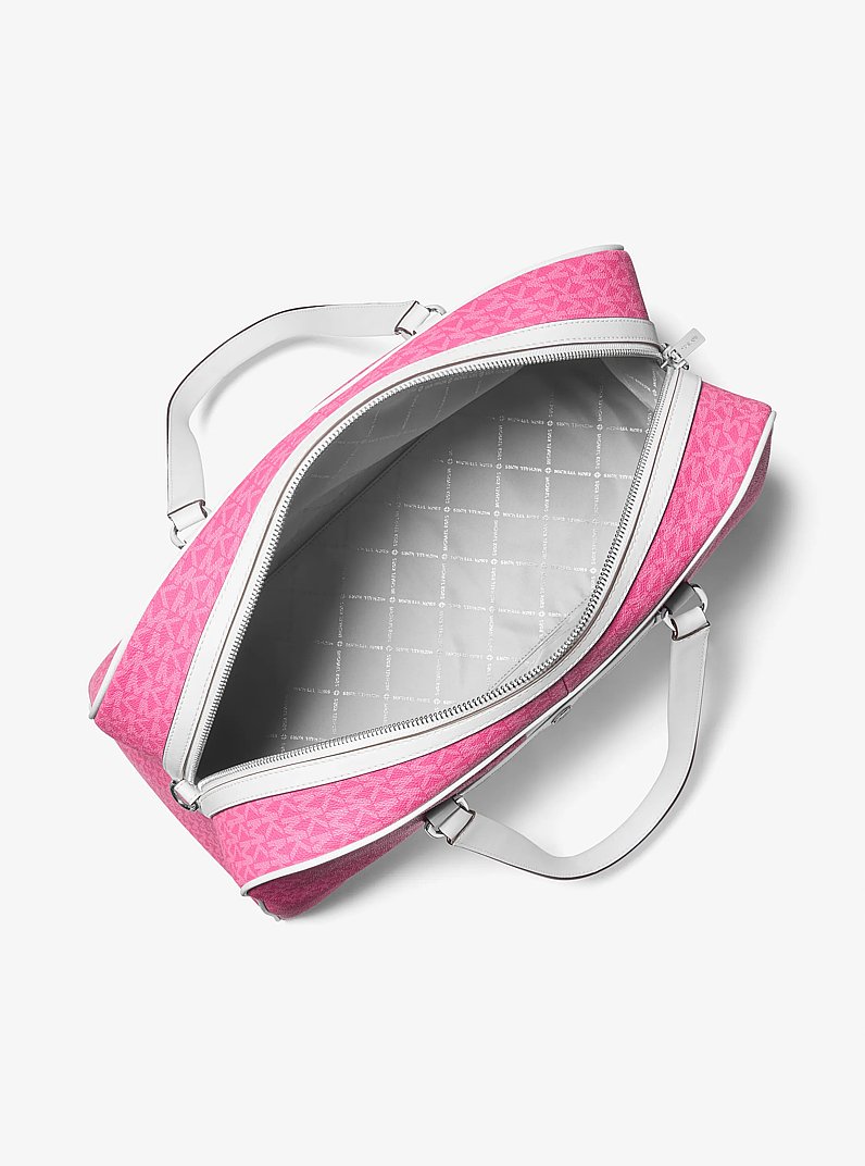 Jet Set Travel Extra-Large Striped Signature Logo Weekender Bag in DRAGONFRUIT | Michael Kors