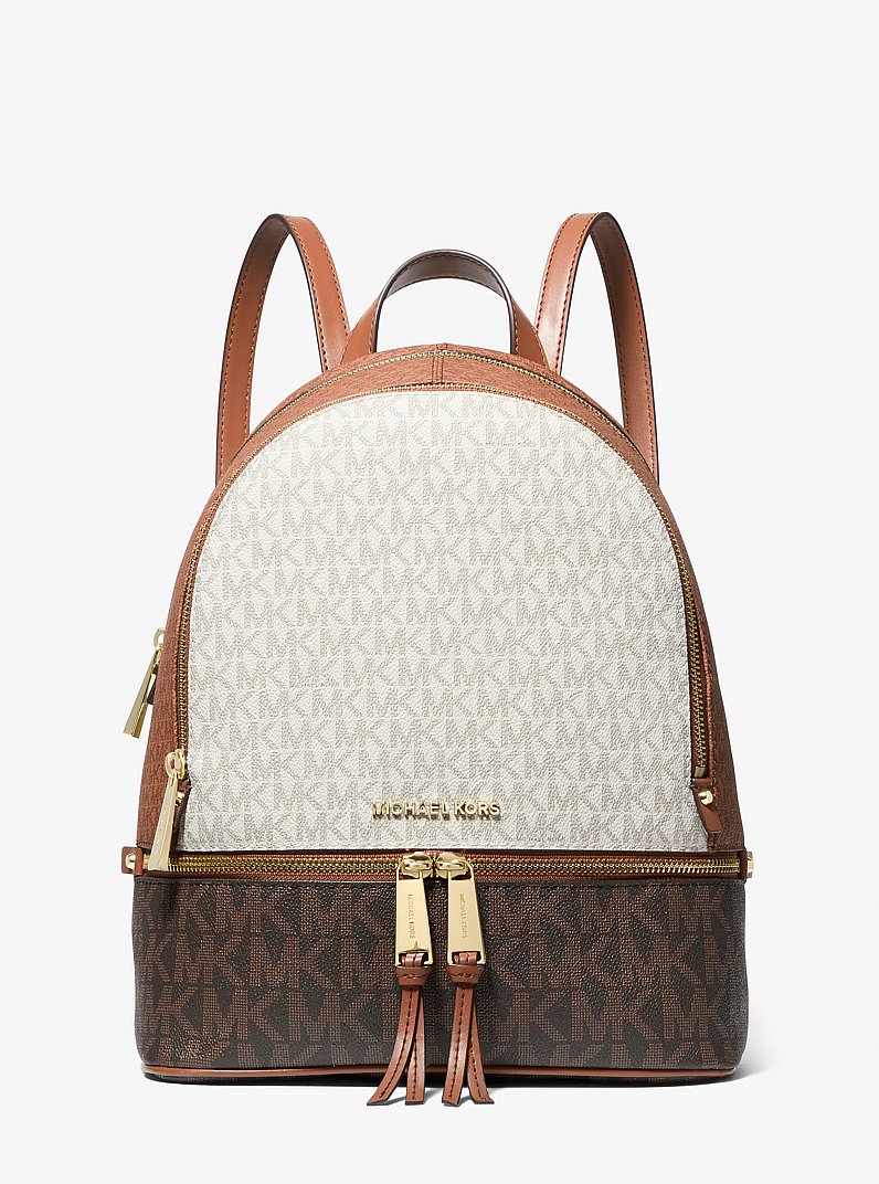 Mochila Rhea mediana con bloque de color y logotipo in LUGGAGE | Michael Kors