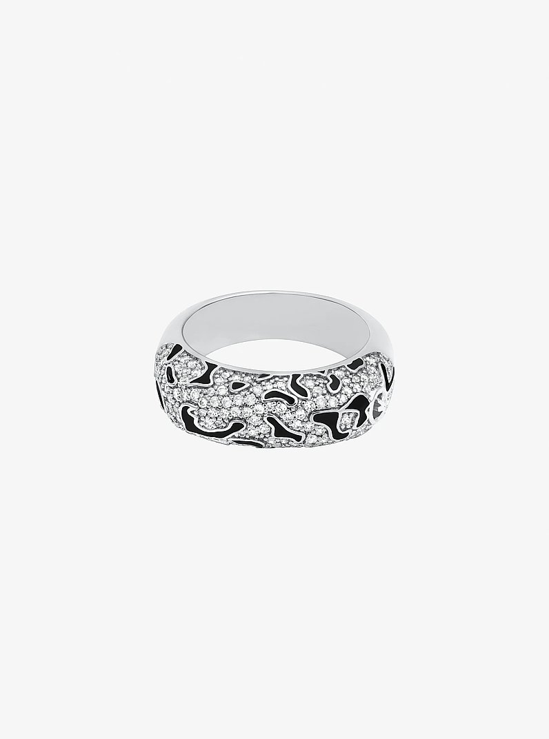 Bague l&eacute;opard &agrave; pav&eacute; in ARGENT | Michael Kors