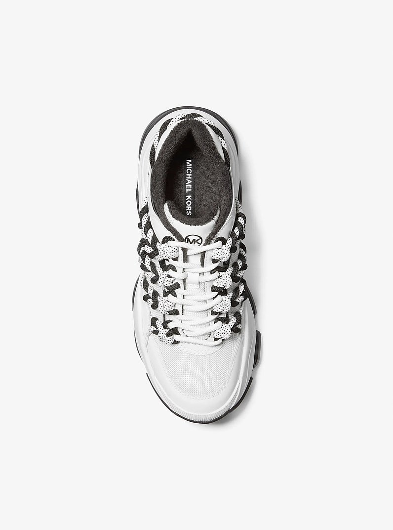 Atlas Cord Mesh and Leather Trainer in OPTIC WHITE | Michael Kors