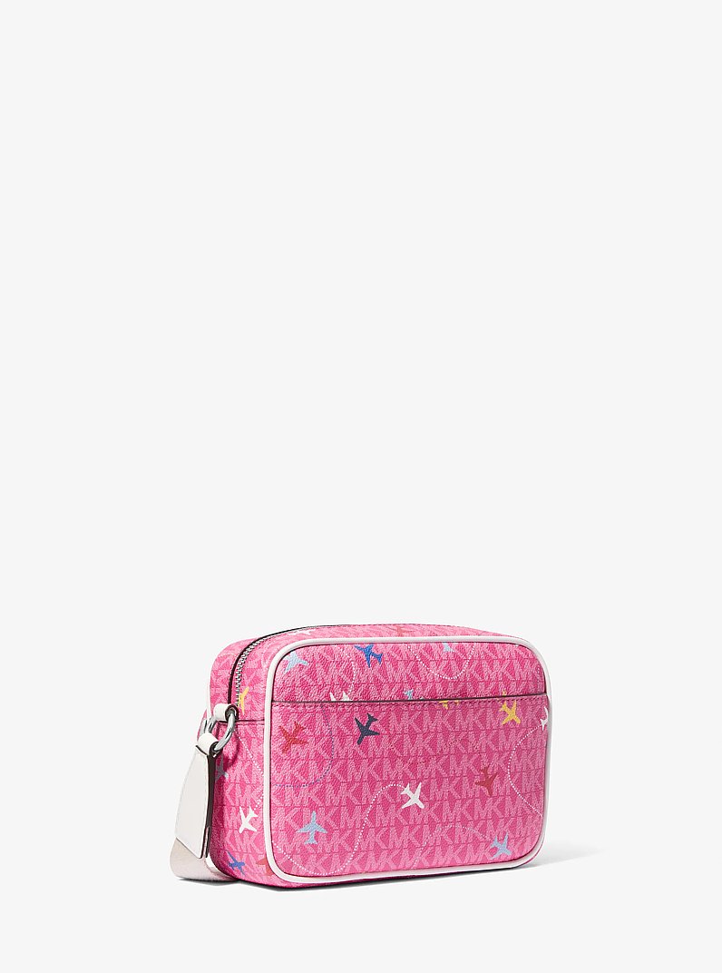 Jet Set Large Printed Signature Logo Crossbody Bag in DRAGONFRUIT | Michael Kors
