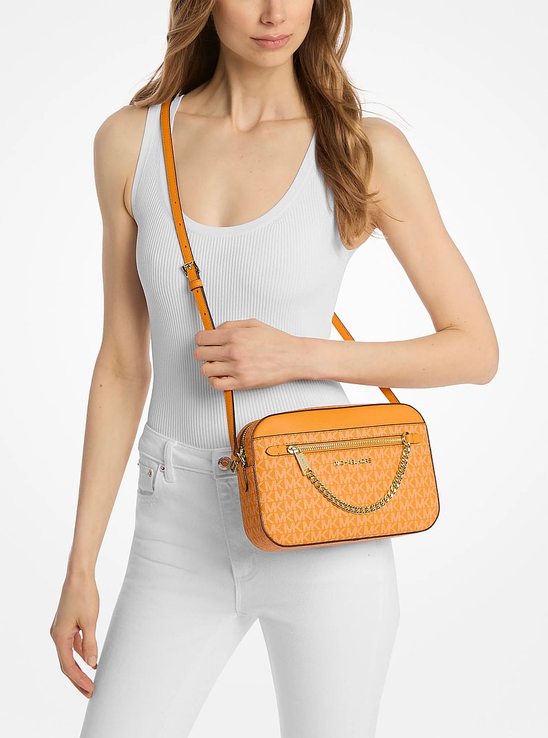 Jet Set Large Logo Crossbody Bag in POP ORANGE | Michael Kors