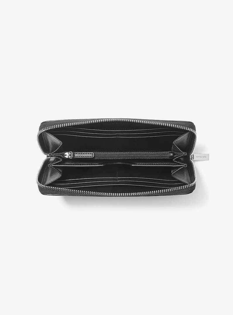 Cooper Logo Zip-Around Wallet in BLACK | Michael Kors
