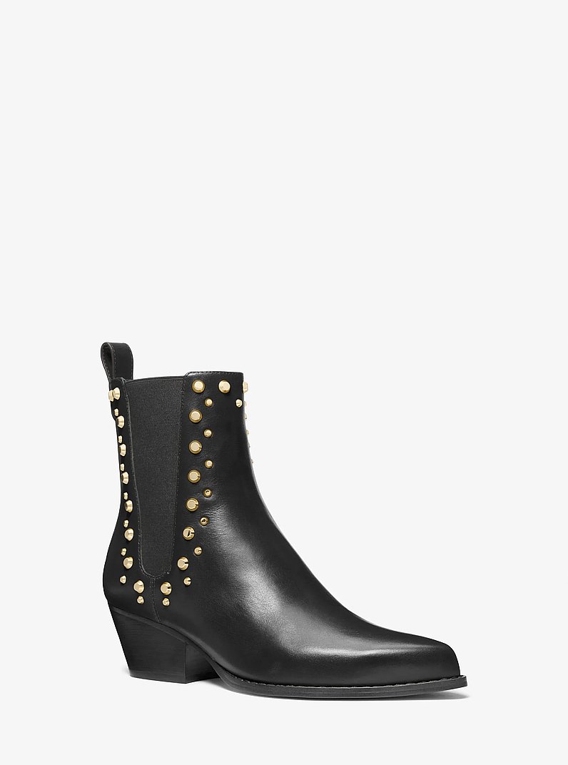 Kinlee Astor Studded Leather Ankle Boot in BLACK | Michael Kors