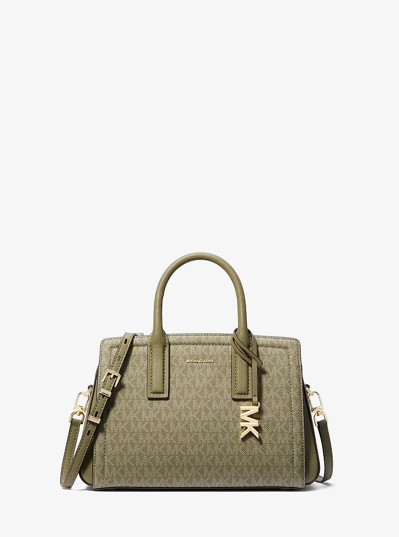 Laila Small Signature Logo Satchel in SAFARI GREEN | Michael Kors