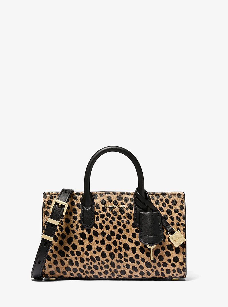 Scarlett Extra-Small Cheetah Print Calf Hair Crossbody Bag in HUSK MULTI | Michael Kors