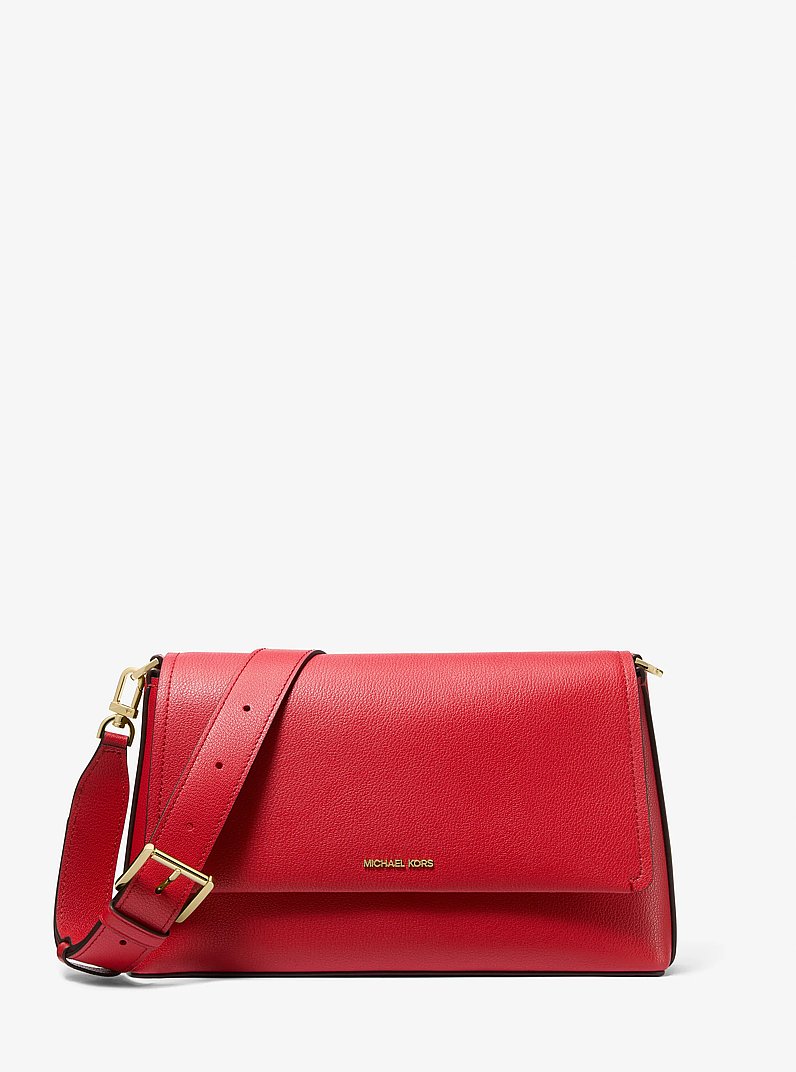 Nessa Large Leather Crossbody Bag in CRIMSON | Michael Kors