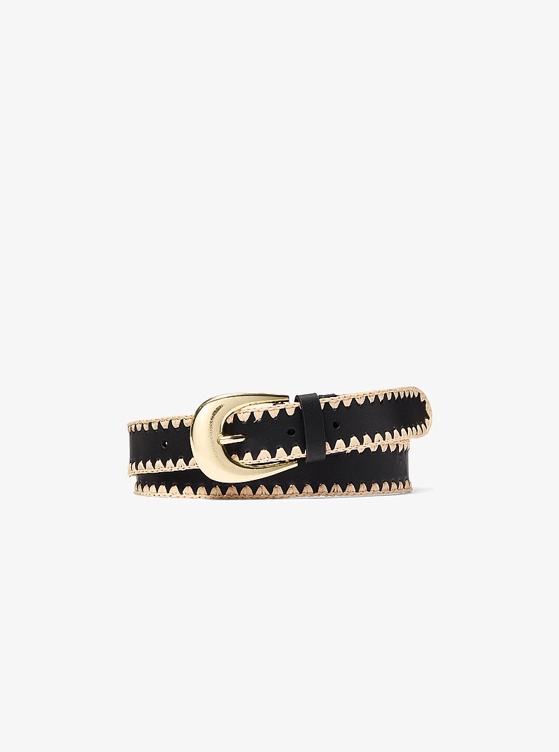 Whipstitched Belt in BLACK | Michael Kors