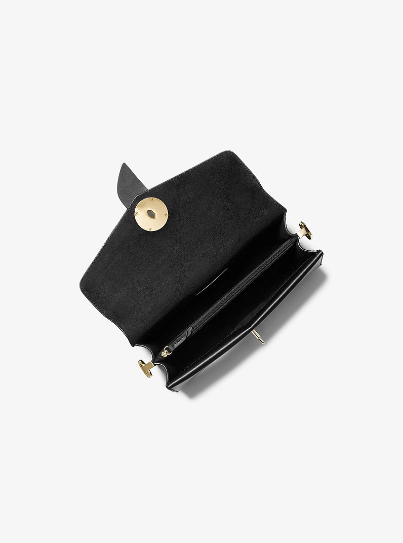 Greenwich Medium Saffiano Leather Shoulder Bag in BLACK | Michael Kors