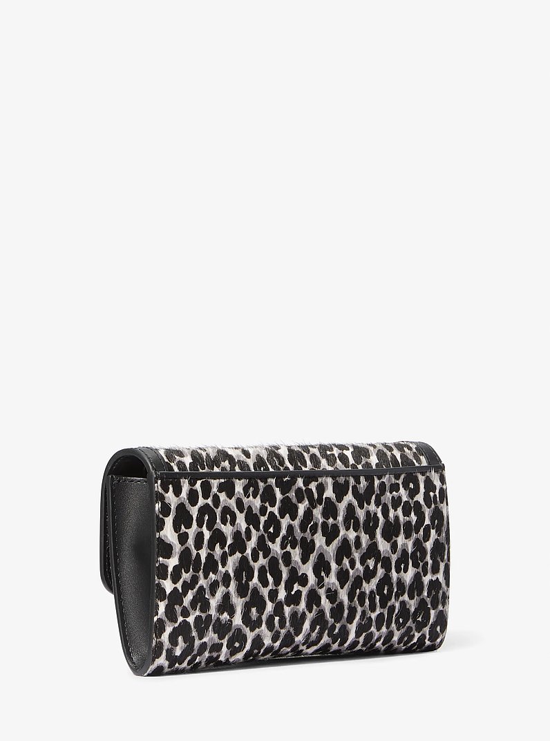 Tribeca Large Leopard Print Calf Hair Convertible Crossbody Bag in BLACK COMBO | Michael Kors