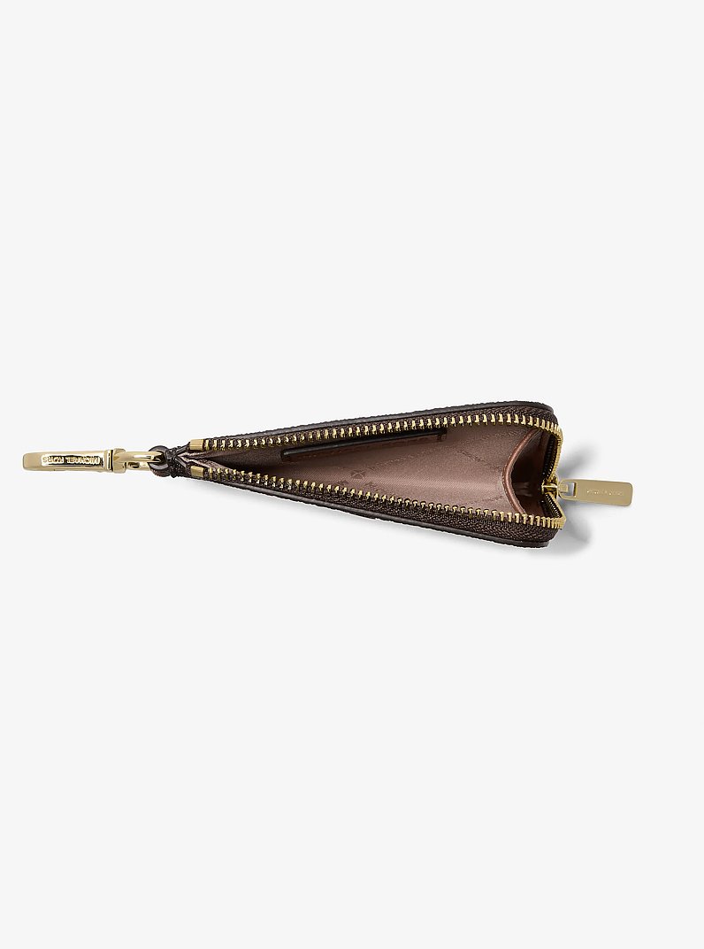 Jet Set Polka Dot Signature Logo Dual Pouch Wristlet in BROWN | Michael Kors