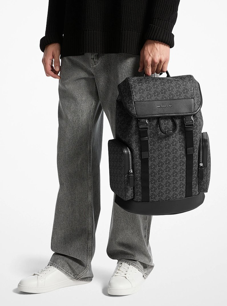 Hudson Empire Monogram Backpack in BLACK | Michael Kors
