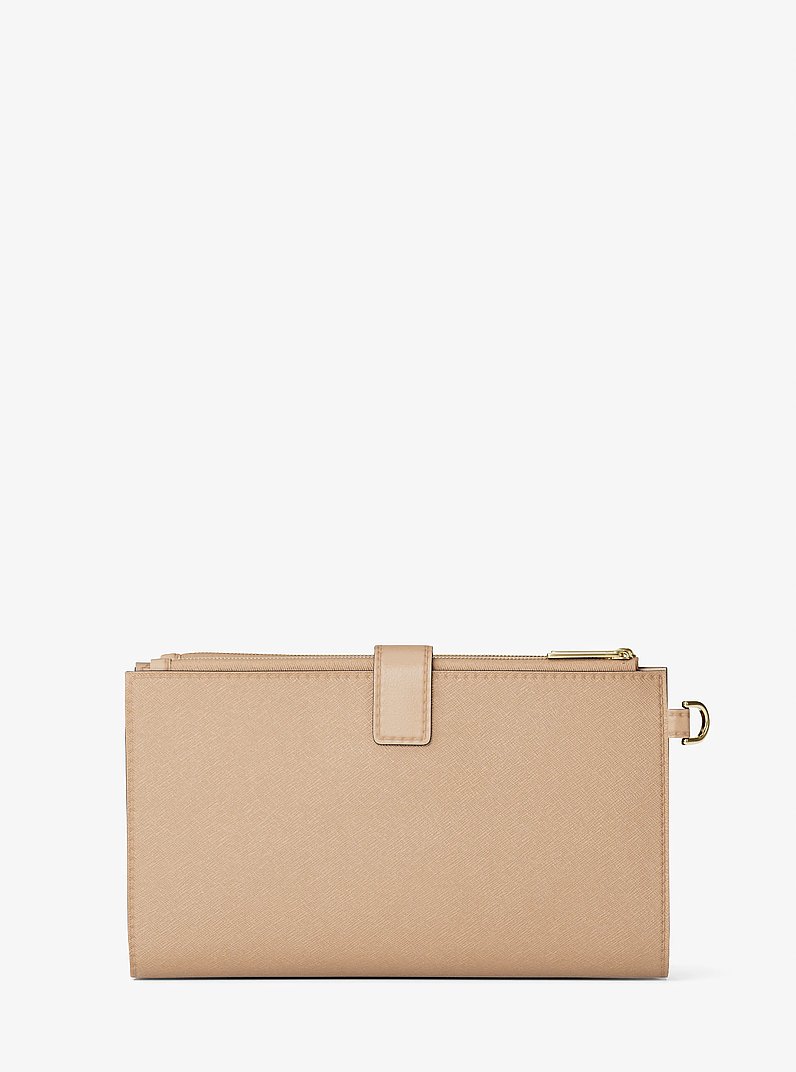 Jet Set Large Leather Smartphone Wristlet Wallet in CAMEL | Michael Kors