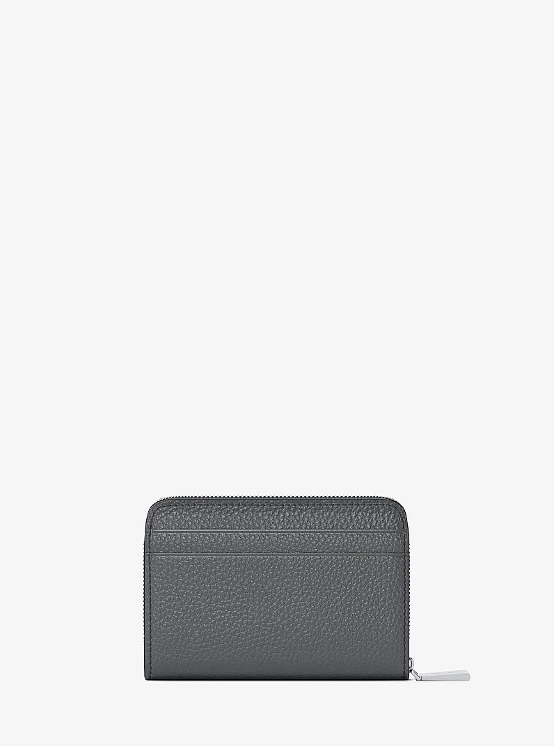 Porta carte di credito zip-around Jet Set piccolo in pelle martellata in GRIGIO PIETRA | Michael Kors