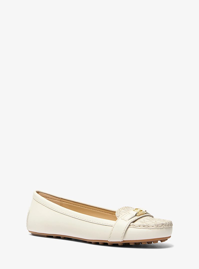 Mandy Leather and Signature Logo Moccasin in VAN/CREAM | Michael Kors