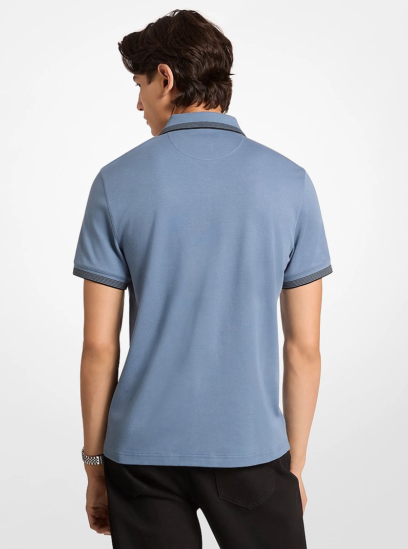Polo en coton &agrave; fermeture &eacute;clair in DENIM | Michael Kors