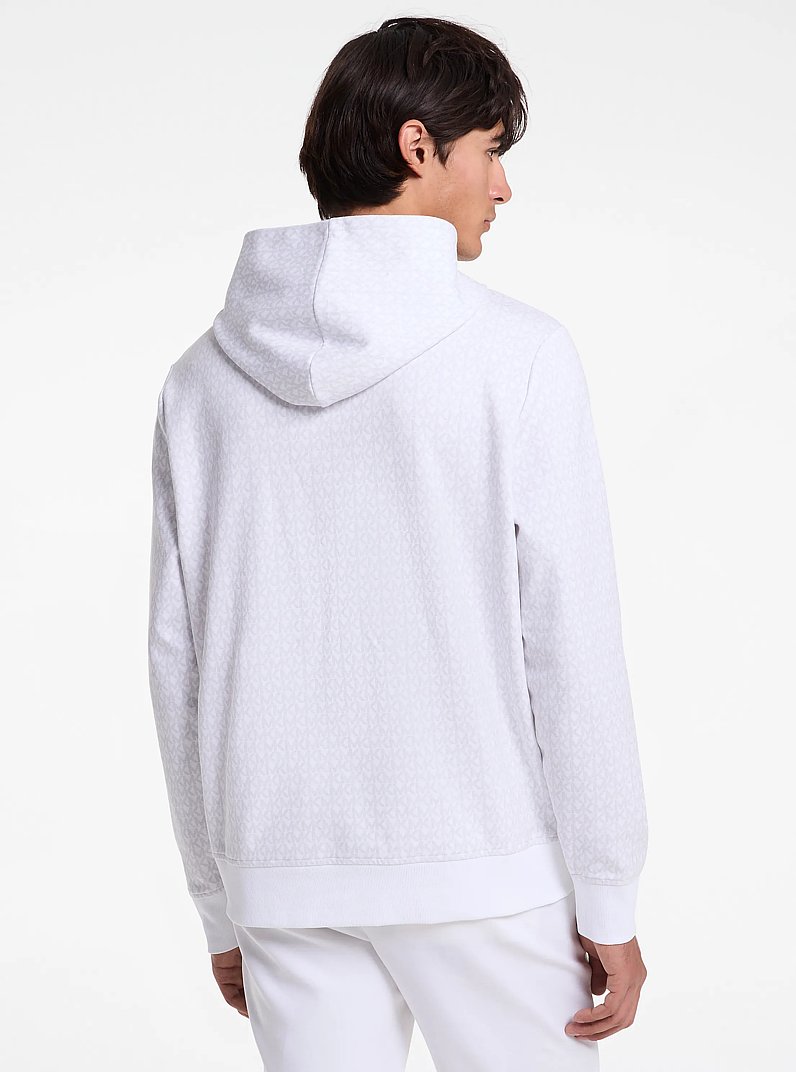 Signature Logo Cotton Blend Hoodie in WHITE | Michael Kors