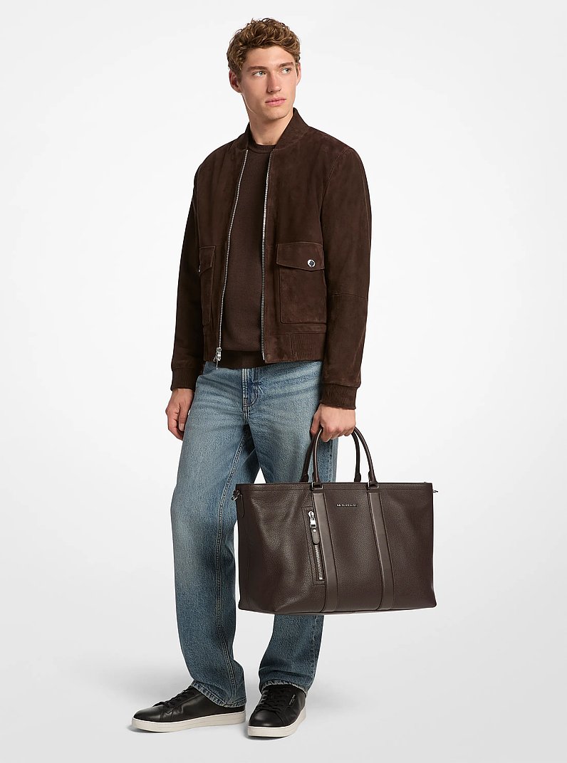 Hudson Pebbled Leather Tote Bag in CHOCOLATE | Michael Kors