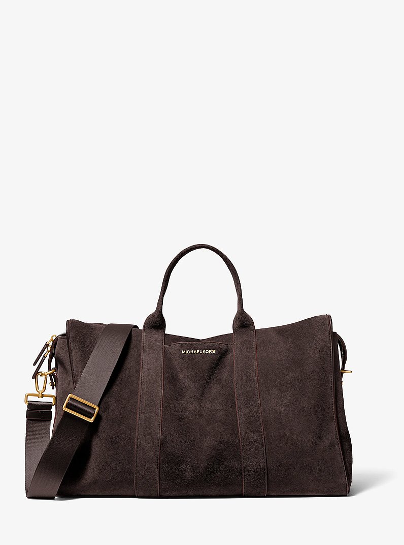 Nicholas Medium Suede Slouch Duffel Bag in CHOCOLATE | Michael Kors