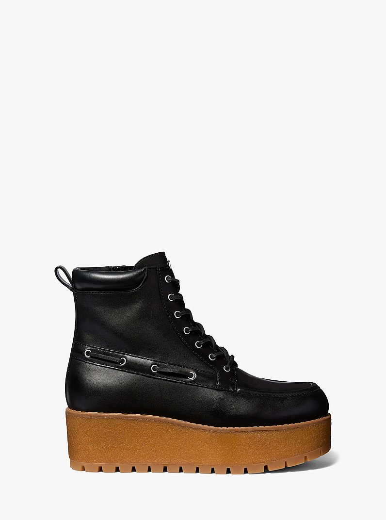 Kenny Leather Platform Boot in BLACK | Michael Kors