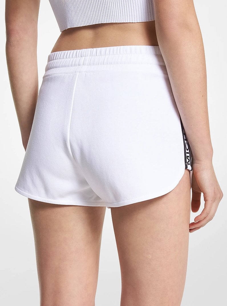 Logo Tape Cotton Blend Track Shorts in WHITE | Michael Kors