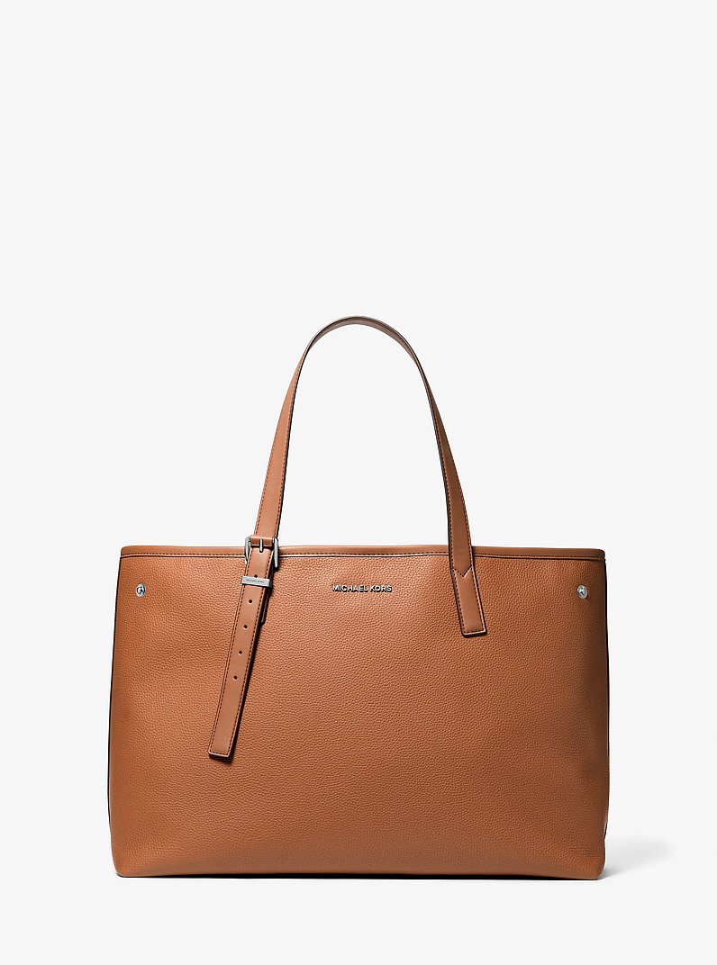 Hudson Medium Pebbled Leather Everyday Tote Bag in LUGGAGE | Michael Kors