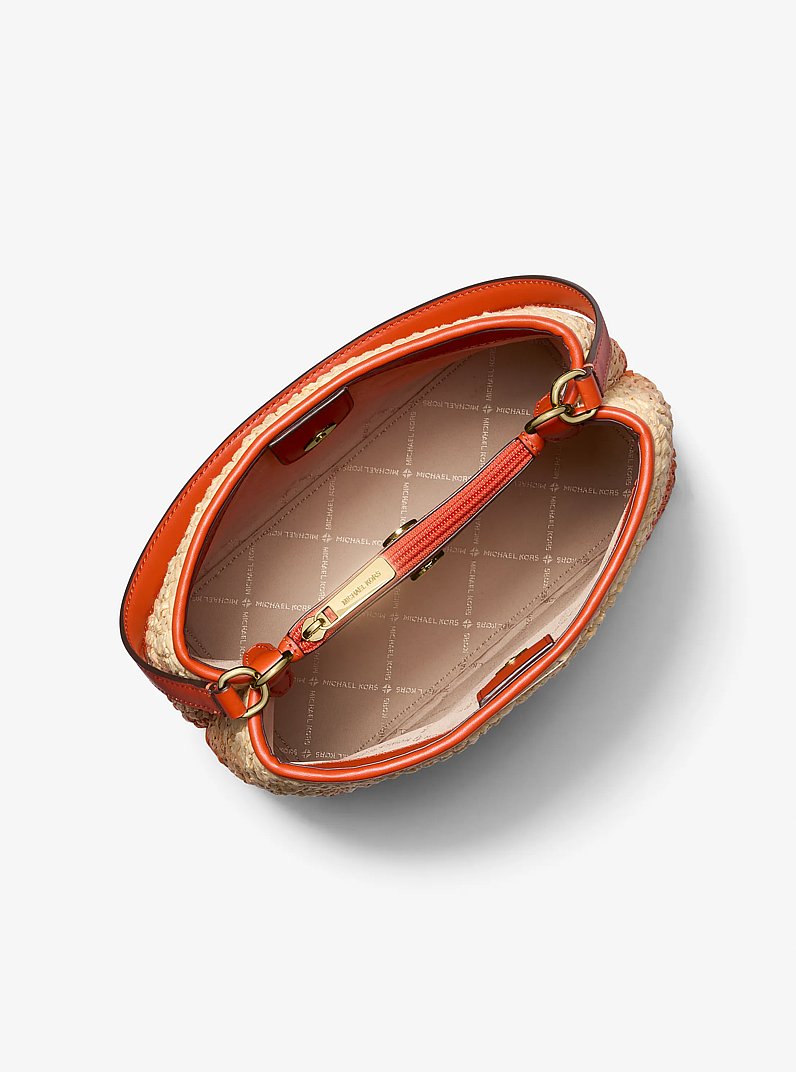 Pratt Medium Ombr&eacute; Straw Shoulder Bag in RED CLAY | Michael Kors