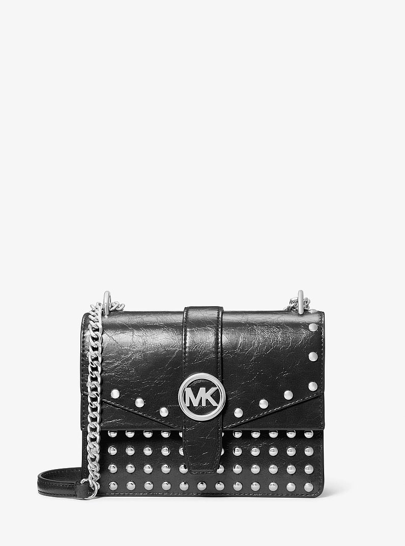 Bandolera Greenwich peque&ntilde;a con tachuelas y efecto desgastado in NEGRO | Michael Kors